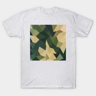 Dark Olive Green Abstract Low Polygon Background T-Shirt